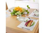 Tovagliette Abakuhaus Con Motivi Frutta, Strisce Colorate Astratte, Design Mela Fresca, Illustrazione Ecologica A Tema Ambientale, Decorazione Da Tavola In Tessuto Resistente Al Lavaggio Per Sala Da Pranzo E Cucina, Multicolore