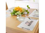 Abakuhaus Tovagliette Con Citazioni, La Scrittura A Mano Della Vita è Bella Con Sfondo Floreale Silhouette Petals, Tiscjdeco In Tessuto Resistente Al Lavaggio Per La Sala Da Pranzo E La Cucina, Multicolore