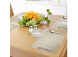 Abakuhaus Tovagliette Geometriche, Stile Moderno E Futuristico Con Motivi Triangolari Ripetuti, Stampa Digitale Su Tessuto Lavabile, Decorazione Da Tavola Per La Cucina, Colore Bianco Cammello Chiaro E Cammello.