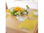 Tovagliette Abakuhaus A Pois, Motivo Con Gallina Cartoon E Paglia Su Sfondo Giallo, Tovaglietta Decorativa In Tessuto Resistente Al Lavaggio Per Sala Da Pranzo E Cucina, Marrone Giallo Giallo Bianco