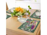 Abakuhaus Tovagliette Per Bambini, Mostri Disegnati A Mano Con Fiori Arcobaleno E Motivi Artistici Di Animali, Tiscjdeco In Tessuto Resistente Al Lavaggio Per La Sala Da Pranzo E La Cucina, Multicolore