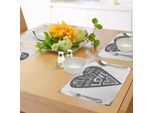 Tovagliette Abakuhaus Con Citazione, Tutto Ciò Di Cui Hai Bisogno è Amore, Frase Tipografica Su Sfondo Retrò Grungy A Forma Di Cuore, Tiscjdeco In Tessuto Resistente Al Lavaggio Per La Sala Da Pranzo E La Cucina, Bianco E Grigio