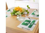 Tovagliette Abakuhaus Yolo, Cartello Stradale Che Indica La Direzione Da Seguire Con Slogan Contemporaneo Sul Tema Della Libertà, Decorazione Da Tavola In Tessuto Resistente Al Lavaggio Per La Sala Da Pranzo E La Cucina, Bianco, Verde E Grigio