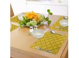 Tovagliette Abakuhaus Con Motivo A Nido D'ape, Motivo A Esagoni Che Riproducono I Petali Dei Fiori, Tiscjdeco In Tessuto Resistente Al Lavaggio Per La Sala Da Pranzo E La Cucina, Giallo E Marrone