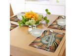 Abakuhaus Tovagliette Vintage Arcobaleno, Motivo Retrò Con Linee Colorate Sinuose Su Sfondo Sporco, Stampa Digitale Su Tessuto Lavabile, Decorazione Da Tavola Per La Cucina, Multicolore