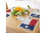 Abakuhaus Tovagliette Texas Stern, Bandiera Grunge Con Pennellate Ad Acquerello Independent Country, Tiscjdeco In Tessuto Resistente Al Lavaggio Per La Sala Da Pranzo E La Cucina, Rosso Cinabro Blu Scuro Bianco