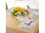 Tovagliette Abakuhaus Con Renne, Motivi Geometrici E Numeri Colorati Con Renne In Stile Frattale E Tema Natalizio Moderno, Decorazioni Da Tavola In Tessuto Resistente Ai Colori Per La Sala Da Pranzo E La Cucina, Multicolore