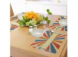 Abakuhaus Tovagliette Vintage Arcobaleno, Stile Disegnato A Mano Con Raggi Di Sole Colorati Ed Effetto Grunge, Design Retrò, Tiscjdeco In Tessuto Resistente Al Lavaggio Per Sala Da Pranzo E Cucina, Multicolore