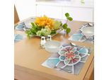 Abakuhaus Tovagliette Colorate, Cerchi Con Linee Frattali Che Formano Un Disegno Geometrico Astratto Floreale, Tiscjdeco In Tessuto Resistente Al Colore Per La Sala Da Pranzo E La Cucina, Multicolore