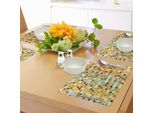 Tovagliette Retrò Abakuhaus, Motivo Quadrato Con Forme Astratte Colorate, Motivi A Mosaico, Design Geometrico, Tiscjdeco In Tessuto Resistente Al Lavaggio Per La Sala Da Pranzo E La Cucina, Multicolore