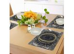 Tovagliette Abakuhaus, Zero Circondato Da Un Classico Motivo Floreale Damascato Vittoriano Shabby, Tiscjdeco In Tessuto Resistente Al Lavaggio Per La Sala Da Pranzo E La Cucina, Blu Scuro, Grigio E Giallo