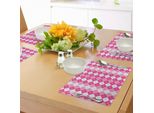 Abakuhaus Tovagliette Rosa E Bianche, Tradizionale Motivo Argyle Con Rombi E Linee Tratteggiate, Tiscjdeco In Tessuto Resistente Al Lavaggio Per La Sala Da Pranzo E La Cucina, Rosa Chiaro, Bianco E Rosa
