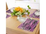 Tovagliette Retrò Abakuhaus, Strisce Ondulate Vintage Con Disegno In Vetro Colorato - Illustrazione Astratta Multicolore A Mosaico, Tiscjdeco In Tessuto Resistente Al Lavaggio Per Sala Da Pranzo E Cucina, Multicolore