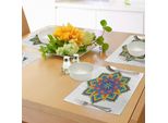Tovagliette Abakuhaus Rainbow Mandala, Disegno Geometrico Colorato Con Motivi Arabeschi A Tema Stelle E Fiori, Decorazioni Da Tavola In Tessuto Resistente Al Lavaggio Per La Sala Da Pranzo E La Cucina, Multicolore