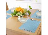 Tovagliette Abakuhaus Con Motivo A Squame Di Pesce, Stile Retrò Con Motivo Diagonale Con Curve E Sfumature Blu Ombreggiate, Tiscjdeco In Tessuto Resistente Al Lavaggio Per La Sala Da Pranzo E La Cucina, Azzurro E Bianco