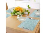 Tovagliette Abakuhaus, Motivo Astratto Con Nuvole E Stelle, Stile Caricaturale, Tiscjdeco In Tessuto Resistente Al Lavaggio Per Sala Da Pranzo E Cucina, Seafoam Lilla