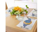 Tovagliette Abakuhaus Mond, Mezzaluna Astratta Con Sfondo Di Nuvole Vorticose E Design Mistico, Decorazione Da Tavola In Tessuto Resistente Al Lavaggio Per La Sala Da Pranzo E La Cucina, Arancione Chiaro, Viola E Blu