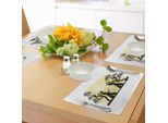 Tovagliette Abakuhaus Samurai, Motivi Della Cultura Giapponese, Sagome Asiatiche, Illustrazioni Orientali, Decorazioni Da Tavola In Tessuto Resistente Al Lavaggio Per La Sala Da Pranzo E La Cucina, Giallo Chiaro E Nero.