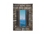 Arazzo Nautico Abakuhaus, Barca A Vela Idilliaca In Morbido Tessuto Microfibra, Colori Chiari Che Non Sbiadiscono, Lavabile, 110 X 150 Cm, Grigio Blu