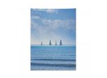 Tappeto Da Parete Abakuhaus Nautico, Barca A Vela Sull'oceano In Morbido Tessuto Microfibra Colori Chiari Che Non Sbiadiscono Lavabile, 110 X 150 Cm, Azzurro