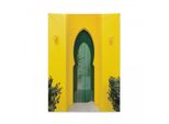 Arazzo Marocchino Abakuhaus, Antico Edificio Orientale In Morbido Tessuto Microfibra, Colori Chiari Che Non Sbiadiscono, Lavabile, 110 X 150 Cm, Giallo Verde