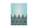 Arazzo Abakuhaus Damask, Motivo Vittoriano Antico In Morbido Tessuto Microfibra, Colori Chiari Che Non Sbiadiscono, Lavabile, 110 X 150 Cm, Nero Blu