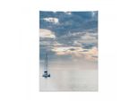 Arazzo Nautico Abakuhaus, Yacht A Vela Al Tramonto In Morbido Tessuto Microfibra, Colori Chiari Che Non Sbiadiscono, Lavabile, 110 X 150 Cm, Blu