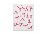 Arazzo Abakuhaus Yoga, Silhouette Rosa Che Si Intrecciano Morbido Tessuto In Microfibra Colori Chiari Che Non Sbiadiscono Lavabile, 110 X 150 Cm, Bianco Rosa