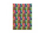 Abakuhaus Arazzo Geometrico, Quadrati Damascati Cubista In Morbido Tessuto Microfibra Colori Chiari Che Non Sbiadiscono Lavabile, 110 X 150 Cm, Multicolore
