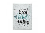 Abakuhaus Good Vibes Arazzo, Graziosa Calligrafia In Morbido Tessuto Microfibra, Colori Chiari Che Non Sbiadiscono, Lavabile, 110 X 150 Cm, Beige, Nero, Verde Acqua