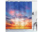 Abakuhaus Tenda Da Doccia Colorata, Tramonto, Nuvole, Cielo, Acqua, Opaca, Incl. 12 Anelli, Resistente A Batteri E Muffe, 175 X 200 Cm, Arancione E Blu