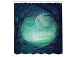 Abakuhaus Tenda Da Doccia Gotica, Immagine Horror Misty Di Autumn Valley Con Bosco Spettrale, Albero E Paesaggio Con Luna Piena, Set Decorativo Per Bagno In Tessuto Con Ganci, 175X220 Cm, Verde
