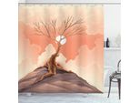 Abakuhaus Tenda Da Doccia Paesaggistica, Albero Solitario Sulla Scogliera, Stampa Digitale Su Tessuto, 12 Ganci Inclusi, Colori Resistenti, Resistente All'acqua E Ai Batteri, 175 X 220 Cm, Arancione Marrone