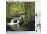Abakuhaus Tenda Da Doccia Naturale, Foresta Su Rocce Ricoperte Di Muschio, Set Incl. 12 Ganci In Tessuto Impermeabile, Antibatterico E Antimuffa, 175 X 220 Cm, Verde Mela-Terra D'ombra