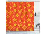 Abakuhaus Tenda Da Doccia Arancione, Tartarughe Gialle E Granchi, Opaca, Incl. 12 Anelli, Resistente A Batteri E Muffe, 175 X 240 Cm, Arancione Bruciato Giallo