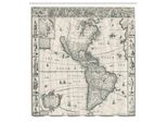 Abakuhaus Tenda Da Doccia Con Mappa Del Mondo, Mappa Antica Dell'america Nel 1600, Medioevo, Stile Retrò, Tessuto, Set Decorativo Per Bagno Con Ganci, 175X240 Cm, Multicolore