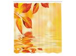 Abakuhaus Tenda Da Doccia Arancione, Foglie Sbiadite Riflesse Sull'acqua, Autunno Mistico, Incantevole Vista Sul Sole, Tessuto, Set Decorativo Per Bagno Con Ganci, 175X200 Cm, Arancione Giallo