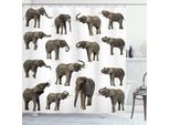 Abakuhaus Tenda Da Doccia Elefante, Orecchie Di Elefante, Resistente Ai Batteri E Alla Muffa, Incl. 12 Ganci Lavabile Elegante Stampa Digitale, 175 X 220 Cm, Bianco Seppia