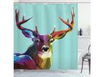 Abakuhaus Tenda Da Doccia Colorata, Retro Low Poly Deer, Impermeabile, Incl. 12 Anelli, Resistente A Batteri E Muffe, 175 X 240 Cm, Multicolore