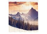 Abakuhaus Tenda Da Doccia Naturale, Paesaggio Invernale Con Cielo Nuvoloso Surreale E Montagne Maestose, Tessuto Set Decorativo Per Bagno Con Ganci, 175X240 Cm, Multicolore