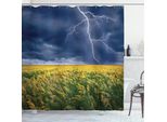 Abakuhaus Tenda Da Doccia Naturale, Thunderbolt Zona Rurale, Impermeabile, Incl. 12 Anelli, Resistente A Batteri E Muffe, 175 X 240 Cm, Giallo/Blu