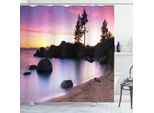 Abakuhaus Tenda Da Doccia Paesaggio, Sandy Beach Di Fiume, Acqua Opaca Incl. 12 Anelli Resistente A Batteri E Muffe, 175 X 240 Cm, Crema Lilla