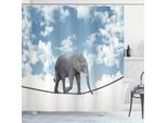 Abakuhaus Africa Tenda Da Doccia, Elefante Classico In Equilibrio, Impermeabile, Incl. 12 Anelli, Resistente A Batteri E Muffe, 175 X 240 Cm, Blu Grigio Bianco Grigio