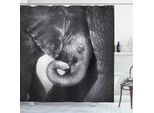Abakuhaus Tenda Da Doccia Grigia, Mamma Elefante E Cucciolo, Opaca, Incl. 12 Anelli, Resistente A Batteri E Muffe, 175 X 180 Cm, Nero Grigio