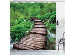 Abakuhaus Tenda Da Doccia Naturale, Pathway Stream-Jungle, Opaca, Incl. 12 Anelli, Resistente A Batteri E Muffe, 175 X 200 Cm, Marrone Verde