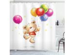 Abakuhaus Tenda Da Doccia Colorata, Orsacchiotto Con Palloncino, Opaca All'acqua, Incl. 12 Anelli, Resistente A Batteri E Muffe, 175 X 200 Cm, Multicolore