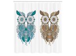 Abakuhaus Tenda Da Doccia Con Gufi, Dreamcatcher-Art-Gufi-Tribù-Caratteristiche Etniche-Uccello Magico E Lungimirante-Stampa Artistica, Tessuto Set Decorativo Per Bagno Con Ganci, 175X200 Cm, Bianco Crema Teal