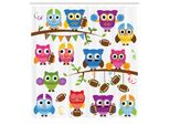 Abakuhaus Tenda Da Doccia Con Gufi, Gufi Sportivi Cheerleader Lega Squadra Casco Allenatore Calcio Tema Cartone Animato, Tessuto Set Decorativo Per Bagno Con Ganci, 175X220 Cm, Multicolore