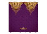 Abakuhaus Tenda Da Doccia Viola, Motivo Orientale Del Palazzo Reale Con Arte Boema Tradizionale Matrimoniale, Tessuto Set Decorativo Per Bagno Con Ganci, 175X240 Cm, Viola Giallo