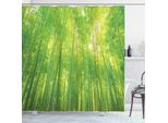 Abakuhaus Tenda Da Doccia In Bambù, Animali Esotici E Piante, Con Set Di 12 Anelli Impermeabile Elegante Moderna Colori Resistenti E Antimuffa, 175 X 220 Cm, Verde